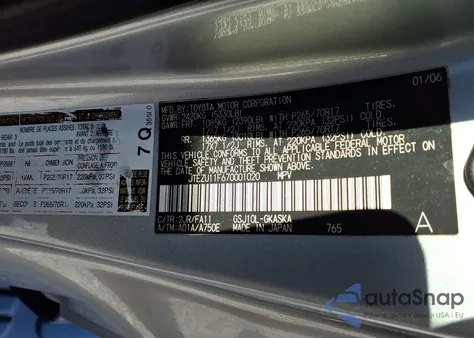 2007 Toyota Fj Cruiser z USA, uszkodzony, nr VIN JTEZU11F670001020